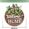 Interchangeable Seasonal Welcome Sign Front Door Decoration, Rustic Round Wood Wreaths Wall Hanging Outdoor, Farmhouse, Porch, for Spring, Summer, Fall, Halloween, and Christmas.